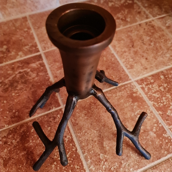 Iron Branch Taper Candleholder Rustic Cabin Decor Dark Brown - Picture 2 of 6